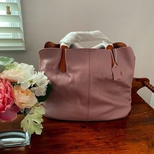 Pink Leather Bucket Bag